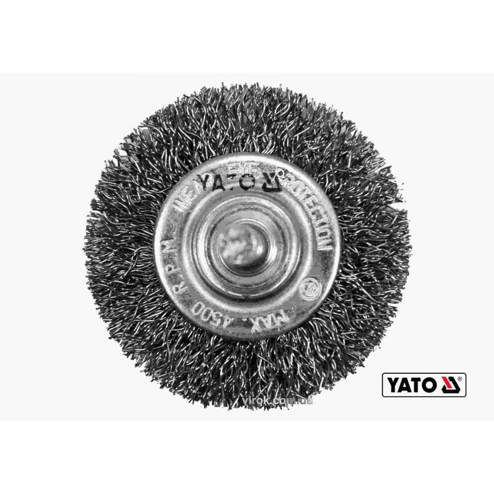 Щітка дискова зачисна з нержавіючої сталі до дрилі YATO Ø50 мм 4500 об/хв зі шпинделем Ø6 мм Щітка дискова зачисна з нержавіючої сталі до дрилі YATO Ø50 мм 4500 об/хв зі шпинделем Ø6 мм