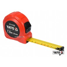 Рулетка YATO 7.5 м x 25 мм зі сталевою стрічкою і нейлоновим покриттям і подвійним блокуванням