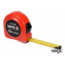 Рулетка YATO 10 м x 25 мм зі сталевою стрічкою і нейлоновим покриттям і подвійним блокуванням