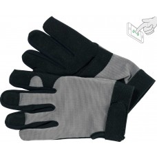 Рукавиці робочі чорно-сірі YATO, для сенсорних екранів, штучна шкіра + бавовняний трикотаж, розмір 8