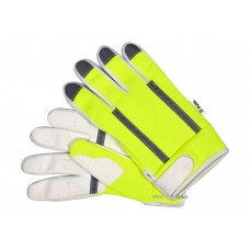 Рукавиці робочі біло-жовті з світловідбиваючою нейлоновою тканиною YATO екошкіра розмір 10