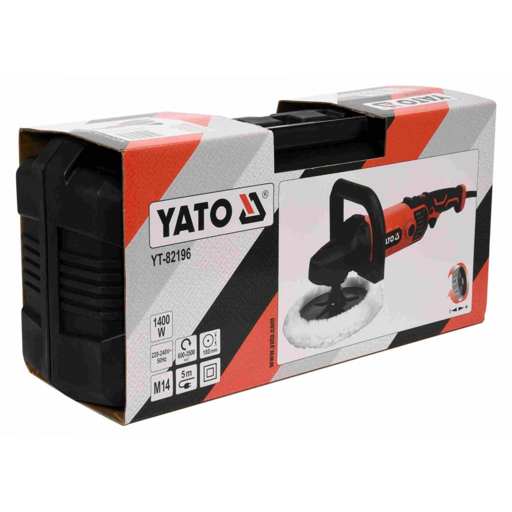 Полірувальна машина YATO 1400 Вт Ø180 мм 600-3500 об/хв М14 Полірувальна машина YATO 1400 Вт Ø180 мм 600-3500 об/хв М14
