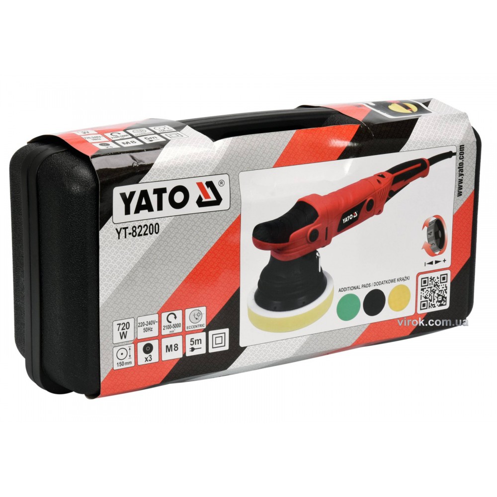 Полірувальна ексцентрикова машина мережева YATO 720 Вт Полірувальна ексцентрикова машина мережева YATO 720 Вт