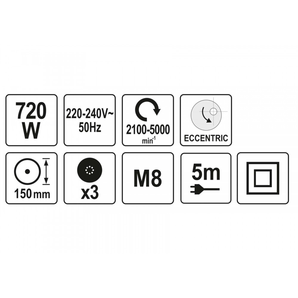 Полірувальна ексцентрикова машина мережева YATO 720 Вт Полірувальна ексцентрикова машина мережева YATO 720 Вт