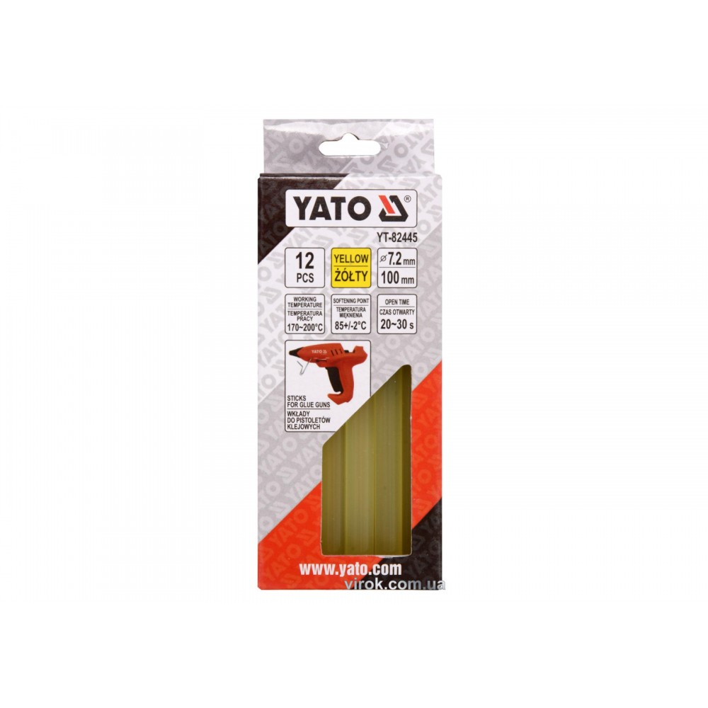 Стержні клейові жовті YATO 7.2 х 100 мм 12 шт Стержні клейові жовті YATO 7.2 х 100 мм 12 шт
