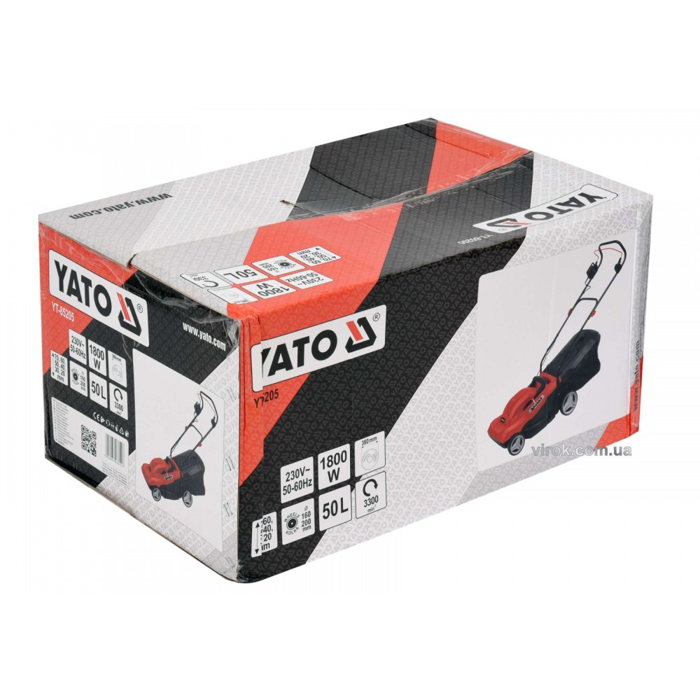 Газонокосарка на 4-х колесах мережева YATO 1800 Вт 38 см 50 л Газонокосарка на 4-х колесах мережева YATO 1800 Вт 38 см 50 л