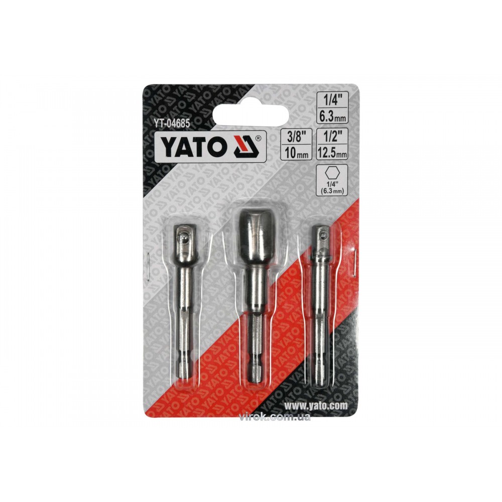 Тримачі-адаптери торцевих головок 1/4" YATO 1/4" 3/8" 1/2" 3 шт Тримачі-адаптери торцевих головок 1/4" YATO 1/4" 3/8" 1/2" 3 шт