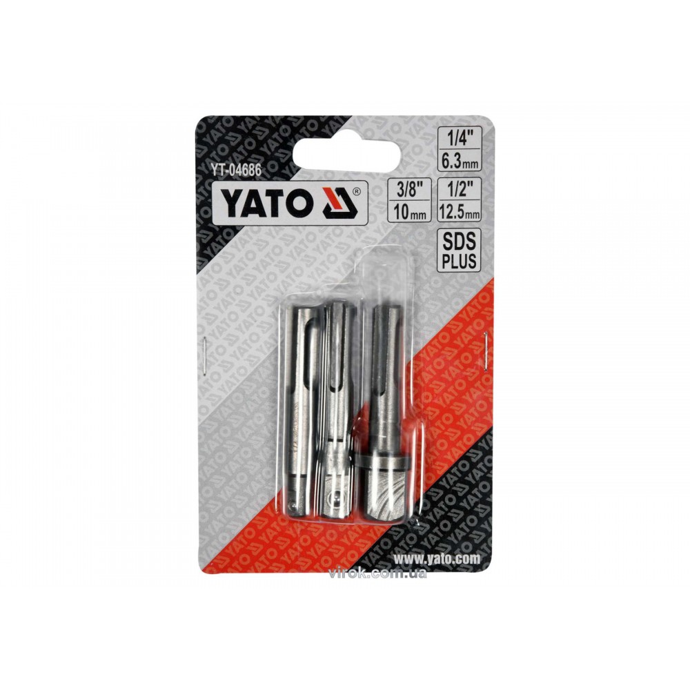 Тримачі-адаптери торцевих головок SDS+ YATO 1/4" 3/8" 1/2" 3 шт Тримачі-адаптери торцевих головок SDS+ YATO 1/4" 3/8" 1/2" 3 шт