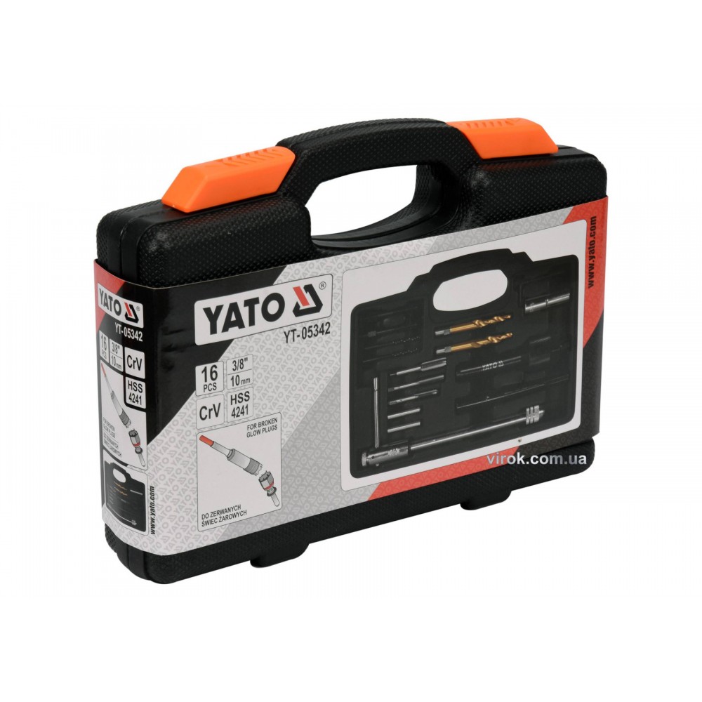 Набір для демонтажу пошкоджених свічок запалу YATO 3/8" 16 шт Набір для демонтажу пошкоджених свічок запалу YATO 3/8" 16 шт