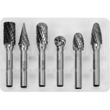 Фрези різної форми з карбіду вольфрама YATO, Ø= 10 мм, зі шпинделем Ø= 6 мм, компл. 6 шт.