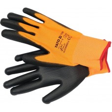 Рукавиці робочі з поліуретановою оболонкою YATO розмір 9, для користування смартфоном